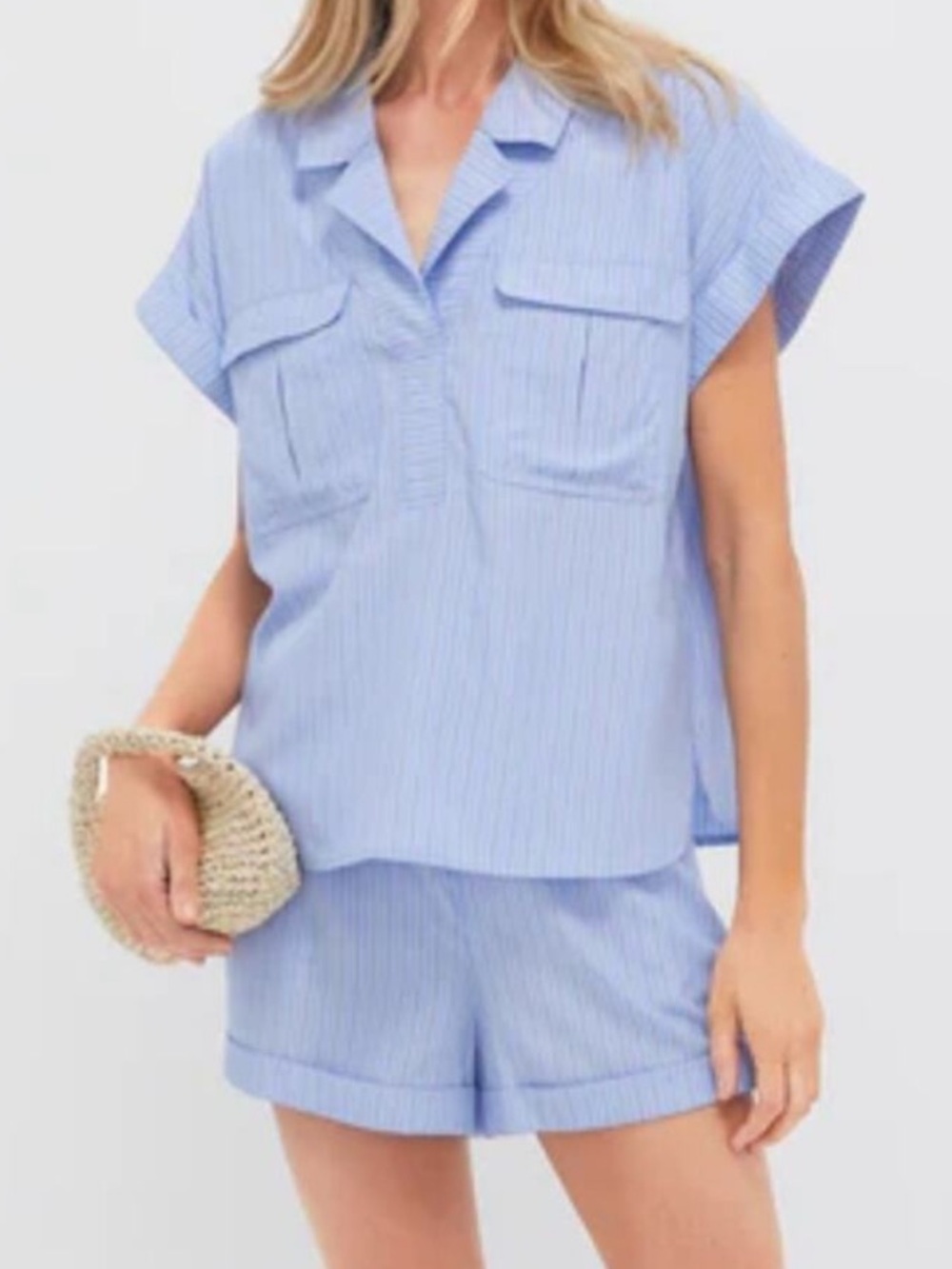 Tuckernuck Cornflower Blue Scottie Shirt & Nolan Short Set Size Small NWT